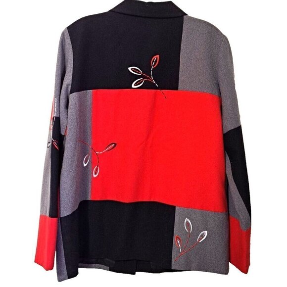 Coldwater Creek S Multicolor Colorblock Shacket Embroidered  Lined Long Sleeve - Picture 3 of 8